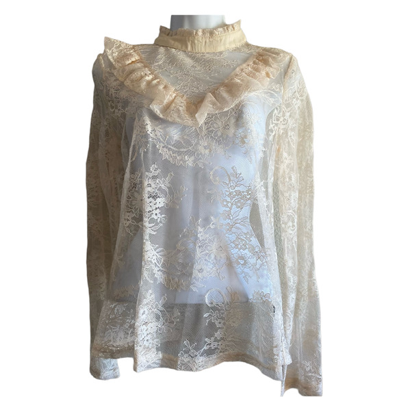 iris Tops - Womens Lace See Through Blouse